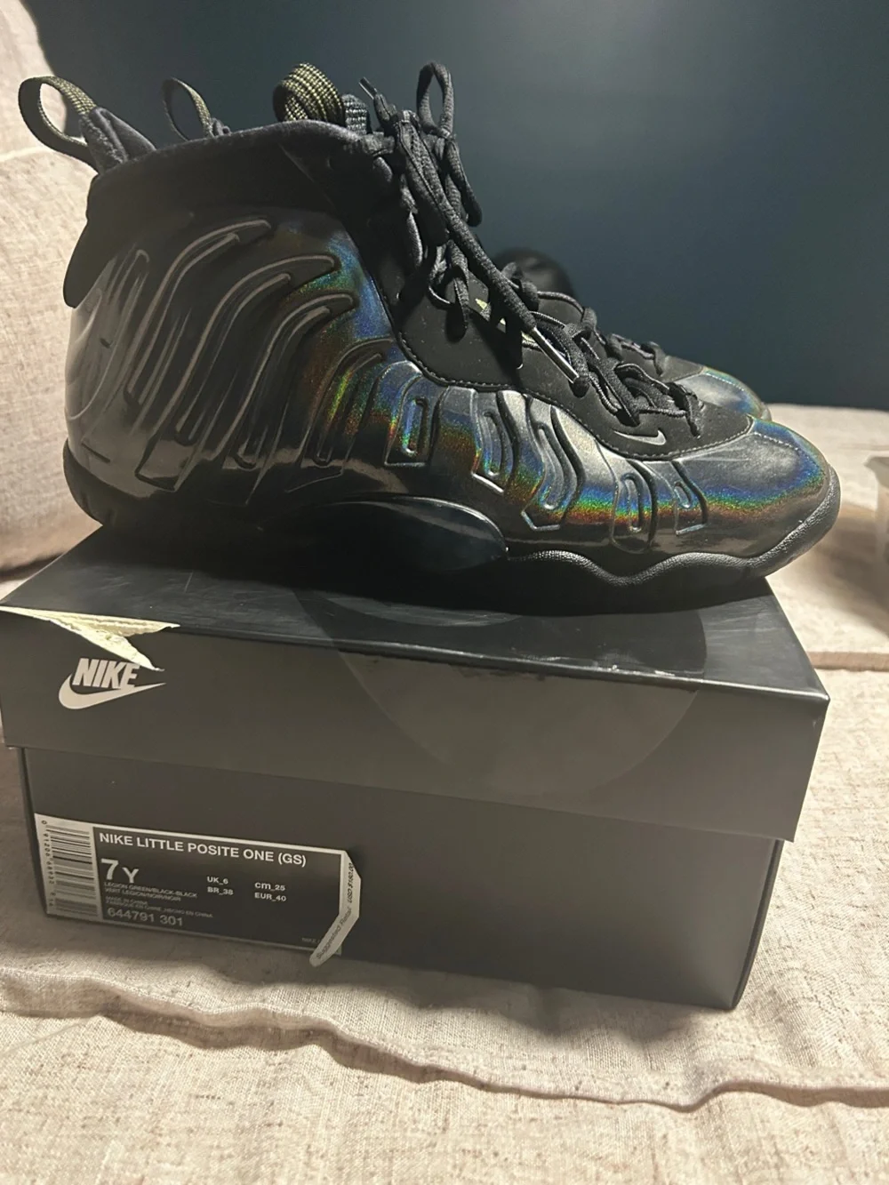 Nike Kids Black Iridescent Foamposite Sneakers